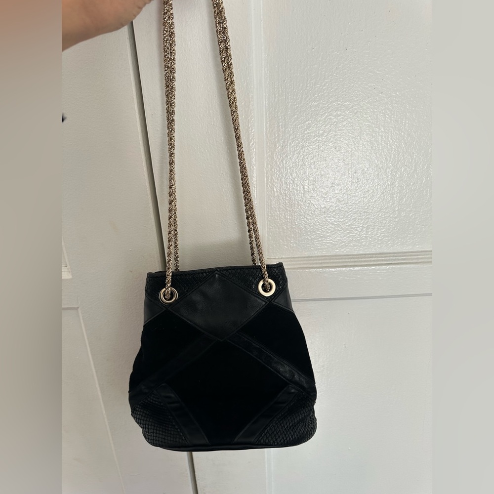 Gorgeous Sezane Patchwork Suede & Leather bucket purse never used.